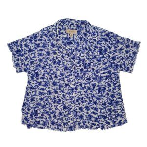 Philosophy women's blue and white floral print short-sleeved shirt size S. NWT
